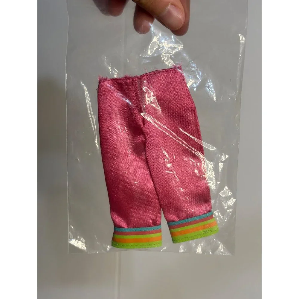 VTG Barbie Doll Pink Satin Capri Pants Wide-Leg Striped Cuffs Fashionista Outfit